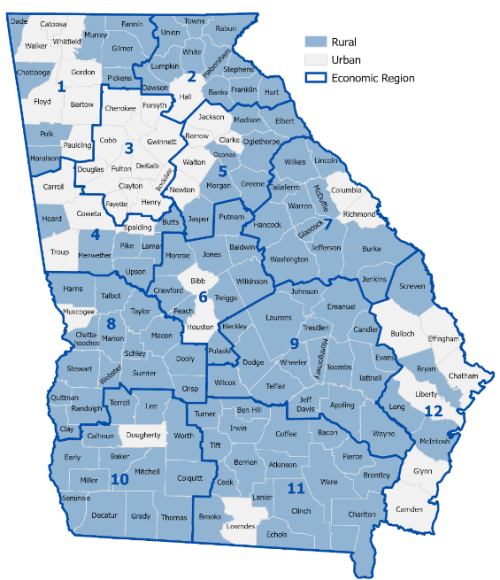 Break down of rural and Urban Counties in Georgia